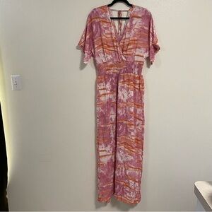 Knox Rose Dress Women’s Size Medium pink Orange Tie Dye Maxi Dress